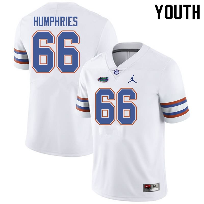 NCAA Florida Gators Jaelin Humphries Youth #66 Jordan Brand White Stitched Authentic College Football Jersey OMM4364PS